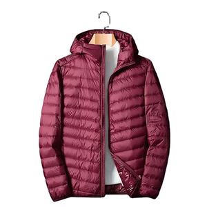 Automne hiver hommes léger imperméable manteau décontracté 6XL à capuche longue doudoune de canard en blanc chaud élégant avec tissu de toile - Product Image 2