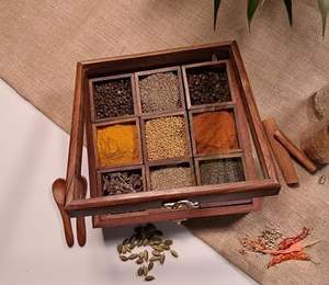 Boîte à épices en bois faite à la main, finition lisse, bonne qualité, vente en gros d'usine - Product Image 1