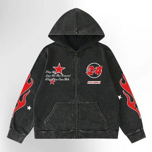 Sudaderas con Capucha Personalizables para Hombre, 100% Algodón Tejido, Color Negro y Rojo en Contraste, con Cierre, Nuevo Modelo, Buen Proveedor para Otoño - Product Image 2