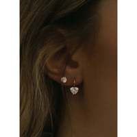 Boucles d'oreilles en or massif 14 carats en forme de cœur avec diamants, finition rhodium noir et fermeture à levier sécurisée