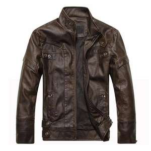 Blouson aviateur en cuir pour homme, style motard, respirant, séchage rapide, col montant - Product Image 5