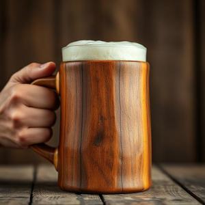 Antique Acacia or Mango Wood Beer and Coffee <b>Mug</b> Set with Tray and Spoon for Parties and Hiking - Product Image 4