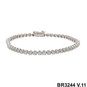 Bracelet tennis symétrique de luxe élégant pour femme en or 14K plaqué rhodium avec diamants taille brillant 2,86 carats au total et bracelets rigides - Product Image 2