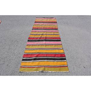 พรมตุรกีโบราณ3.2 x 9.4ft แบบคลาสสิกพื้นที่ขนาดใหญ่สีเหลืองสีแดงการออกแบบการเย็บปะติดปะต่อกันวัสดุขนสัตว์สำหรับห้องโถงรถยนต์ - Product Image 1