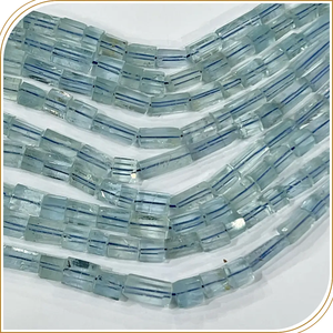 Cuentas de Aguamarina Azul Natural en Forma de Tubo Facetado, Tamaño de las Cuentas 6-8 mm de Largo, Hilo de Aproximadamente 14 Pulgadas, Compre Cuentas de Aguamarina - Product Image 5