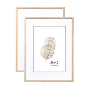 Ensemble de 2 cadres <span class=keywords><strong>photo</strong></span> en bois de chêne, MDF, <span class=keywords><strong>verre</strong></span> <span class=keywords><strong>acrylique</strong></span> incassable, <span class=keywords><strong>impression</strong></span> UV, 2 couleurs, pour accrocher, salon, chambre, bureau, photos - Product Image 1