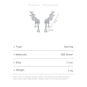 ต่างหูทรงดอกไม้คลาสสิกสำหรับผู้หญิง ดีไซน์หรูหรา ชุบทองคำขาว 18K - Product Image 3