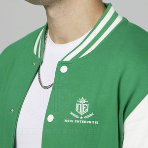 Veste Letterman pour hommes en matériau durable de couleur unie, veste Letterman à manches longues pour hommes en gros - Product Image 6