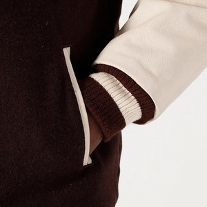 Venta al por mayor en blanco bombardero chaqueta universitaria hombres Letterman logotipo personalizado Pu mangas Varsity chaqueta hombres Stand lana moda - Product Image 3