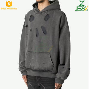 Sweat-shirt en coton 100% tricoté délavé, noir, coupe ample, épaules tombantes, streetwear décontracté, grande taille pour homme - Product Image 5