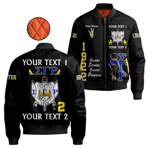 Chaqueta de Satén Sigma Gamma Rho SGRho Azul Rey Dorado 1922 Letras Griegas Bordadas Chaqueta Bomber Universitaria para Mujer - Product Image 6