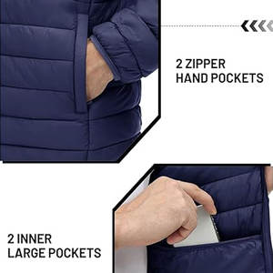 Chaqueta Acolchada Ligera y Cálida para Hombre, Chaqueta Acolchada OEM con Bolsillos, Resistente al Agua y al Viento, Ropa Casual para Exteriores, Chaqueta Acolchada de Moda para Hombre - Product Image 6