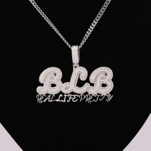 Colgante de Plata de Ley 925 Personalizado con Moissanita, Hecho a Mano, con Nombre Brillante en Estilo BLB, Joyería Corporal Hip Hop para Fiestas y Regalos - Product Image 2