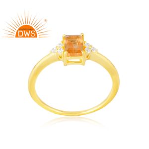 แหวนพลอยซิทรีนธรรมชาติชุบทอง18k 925เงินสเตอร์ลิง18k และอัญมณีซีแซดผู้ผลิตเครื่องประดับชั้นดี - Product Image 1