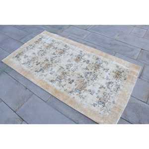 3.2x6.2 ft Accent Vintage Rug, Turkish Rug, <b>Brown</b> White Moroccan <b>Wool</b> Rug - Product Image 2