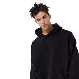 เสื้อมีฮู้ดเปิดไหล่สำหรับผู้ชาย, เสื้อฮู้ดแขนยาวผ้าคอตตอนผ้าโพลีเอสเตอร์สีขาวสำหรับฤดูหนาว - Product Image 5