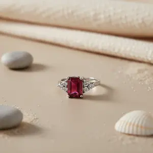 แหวนเงินสไตล์วินเทจ ประดับพลอยทับทิม ดีไซน์ทันสมัย ขนาดฟรีไซส์ - Product Image 2