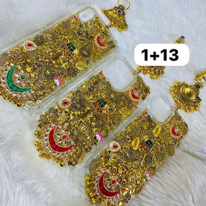 Fundas para Móvil Hechas a Mano de Lujo con Cristales Brillantes, Ídolo de Radha Krishna, Plateadas y Doradas, Proveedor Indio de Recuerdos y Regalos - Product Image 4