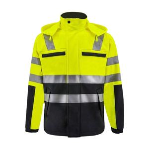 Veste de sécurité en polyester antistatique softshell vert haute visibilité imperméable pour le travail d'hiver avec bande réfléchissante pour hommes - Product Image 2
