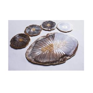 <b>Black</b> Resin With Gold Texture Design Epoxy Resin Tray With <b>Coasters</b> Set High Quality Resin Serving Tray for Home Hotel - Product Image 4