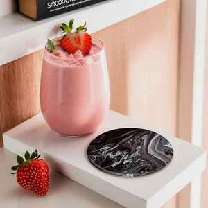 Ensemble de dessous-de-verre en marbre noir artisanal, peinture artistique sur marbre, dessous-de-verre pour boissons, cadeau de Noël - Product Image 2