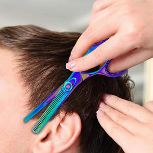 Tijeras de adelgazamiento de Salón al por mayor titanio color arcoíris Acero inoxidable 6,5 pulgadas tijeras de adelgazamiento de cabello - Product Image 4