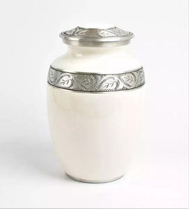 Urne commémorative pour grande urne de crémation en aluminium revêtue Meena blanche Urne à graver étanche pour cendres - Product Image 3
