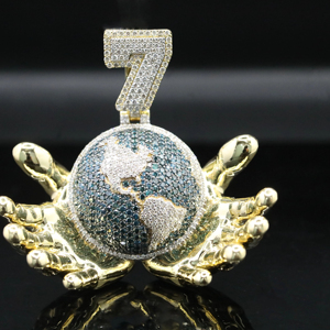 จี้เพชรประดับเพชร CZ สแตนเลสสตีลสไตล์ฮิปฮอปสำหรับผู้ชาย - Product Image 4