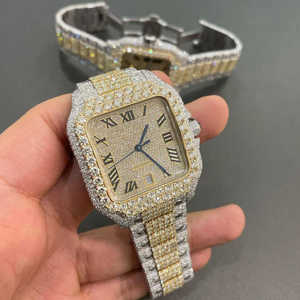 Luxury <b>Men's</b> Classic Watch with Automatic Roman Numeral Dial High Quality VVS Moissanite Diamond Hip Hop Style Customizable - Product Image 4