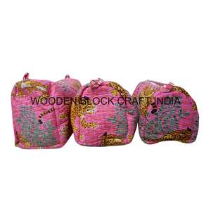 Wholesale Lot 3 Piece Bohemian Tassel Pattern Zipper Closure Eco-Friendly Cotton Cosmetic <b>Bag</b> Small Travel Cosmetic Organizer - Product Image 2