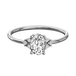 Bague de fiançailles pour femme au design unique avec diamants ronds et ovales - Product Image 4