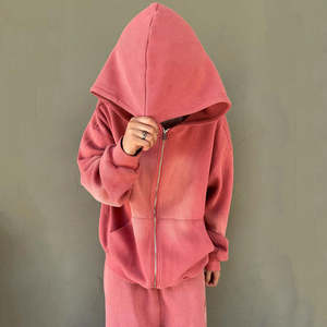 Customized <b>Men's</b> Oversized <b>Hoodie</b> Street Wear Sweatshirt with <b>Zipper</b> Pockets 100% Cotton Fleece Hip Hop Style - Product Image 2