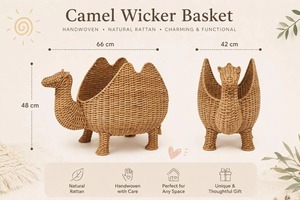 Cesta de ratán con forma de camello, cestas de almacenamiento hechas a mano, ratán natural, modernas, multifuncionales, hechas en Vietnam - Product Image 6