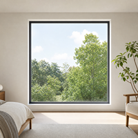 Proveedor Chino de Ventanas Fijas de Aluminio Delgadas con Rotura de Puente Térmico PA66GF, Vidrio Templado Transparente, Gran Vano, Diseño Moderno para Apartamentos