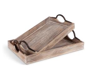 Bandeja de madera maciza de nogal negro para decoración del hogar con mango de metal Bandeja de madera rectangular desechable y ecológica para servir - Product Image 5