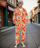 Costume de survêtement rétro pour homme, années 80, 90, 70, 2 pièces, veste coupe-vent hip-hop, 100% polyester, poids moyen, longueur intégrale