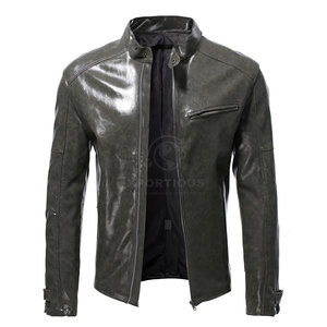Reasonable Price Breathable Stand Collar Front Logo <b>Lightweight</b> <b>Men</b> Leather <b>Jacket</b> Outdoor Use Winter Wholesale - Product Image 1