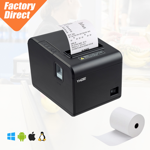 Waterproof Anti-oil 80mm Thermal Printer Auto Cutter POS Thermal Receipt Printer, Ideal for Supermarket, Kitchen, Warehouse