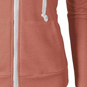 Sudaderas con capucha informales de algodón y forro polar de patrón sólido para mujer al por mayor para uso diario en las estaciones de otoño e invierno - Product Image 4