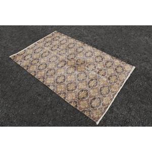 พรมสไตล์ตุรกีโบราณสีน้ำตาลเบจ3.7x5.6ฟุตวัสดุขนสัตว์หนุนหลังสำหรับห้องนั่งเล่นห้องนอนวัยรุ่น - Product Image 5