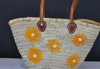 Sac de marché artisanal en paille et cuir marocain style bohème vintage pour femme Daisy – Tendance et pratique pour le quotidien printemps-été