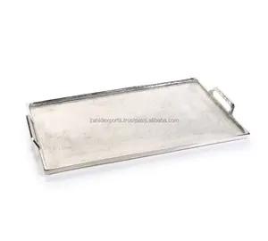 Bandeja Decorativa Moderna de Metal, Diseño Martillado a Mano con Agarre Dorado, Modelo ZE-3150T para Diseñadores de Interiores, Impermeable, Degradable, para Bodas - Product Image 3