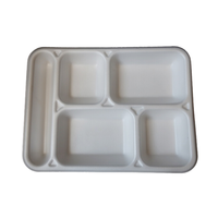 Barquette alimentaire jetable en mousse PLA à 5 compartiments Hevdem pour restaurants, traiteurs et sushis