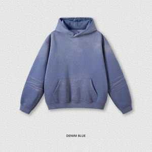 เสื้อฮู้ดดี้โอเวอร์ไซส์สุดหรู ผ้าฝ้ายฟลีซ 100% ล้างสีแบบแอซิดวอช พิมพ์ลายดิจิตอลปักลายฤดูหนาว แบบซันเฟด  สำหรับใส่เล่นกีฬา - Product Image 6