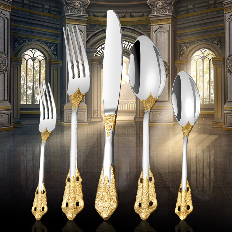 Modern Royal Cubiertos Dorados 45 Piezas Servicio 8 | Acero Inoxidable Brillante | Regalo Ideal Bodas