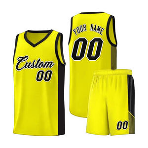 Ensemble de maillot de basket-ball d'été à col en V uni, de haute qualité, au design personnalisé, élégant, fait à la main, pour hommes - Product Image 1
