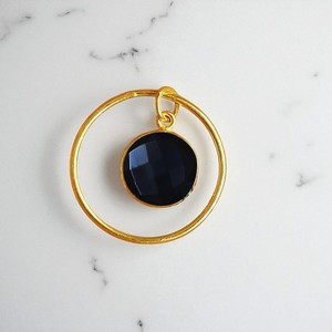 10 MM Round Black <b>Onyx</b> Gemstone Bezel Charm Pendant - 14k Gold Plated DIY Pendant - 925 Silver Wholesale Charms - Product Image 1