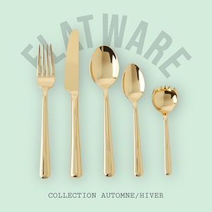 Couverts de luxe en acier inoxydable couverts en miroir plaqué or pour les banquets de mariage comprenant une cuillère et une fourchette - Product Image 6