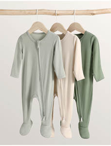 定制双面拉链长袖动物印花 100% 有机棉男婴女婴连体睡衣 - Product Image 5