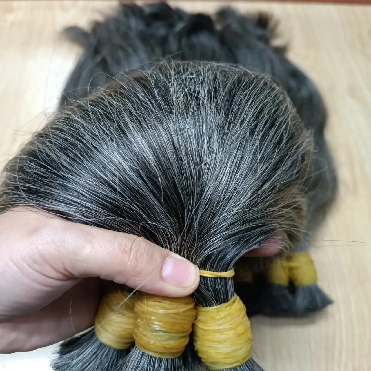 Распродажа, до 5% объемных натуральных прямых серых волос с двойным рисунком, с одним донором, натуральные волосы с кутикулой